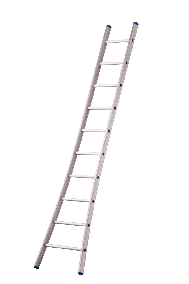 Enkele ladder met uitgebogen voet