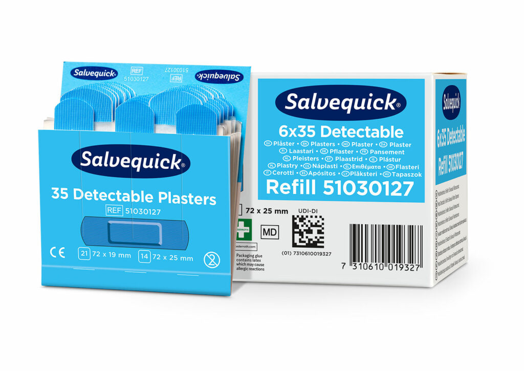 Cederroth Salvequick Blue Detectable pleisters navulling 6x35 pleisters