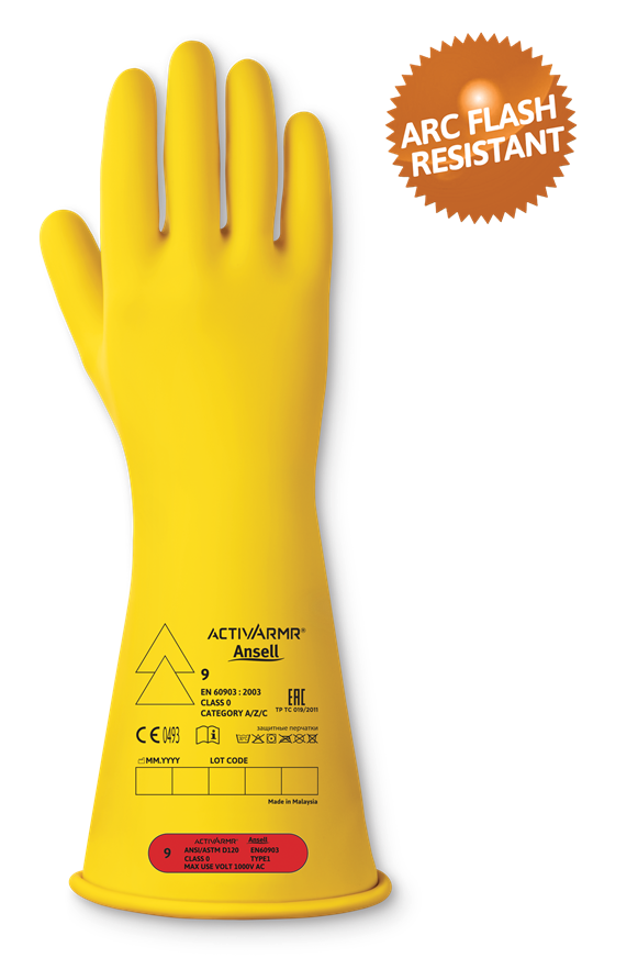 Ansell RIG014Y ActivArmr elektrische isolatie handschoen 36cm klasse 0